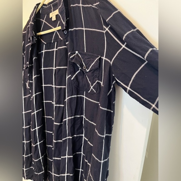 Style & Co Blue Plaid Button Up Top Size Large - Picture 7 of 11